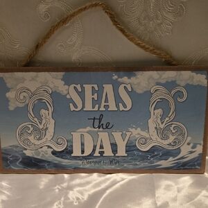 Seas the Day Nautical Wall Sign - Blue & White